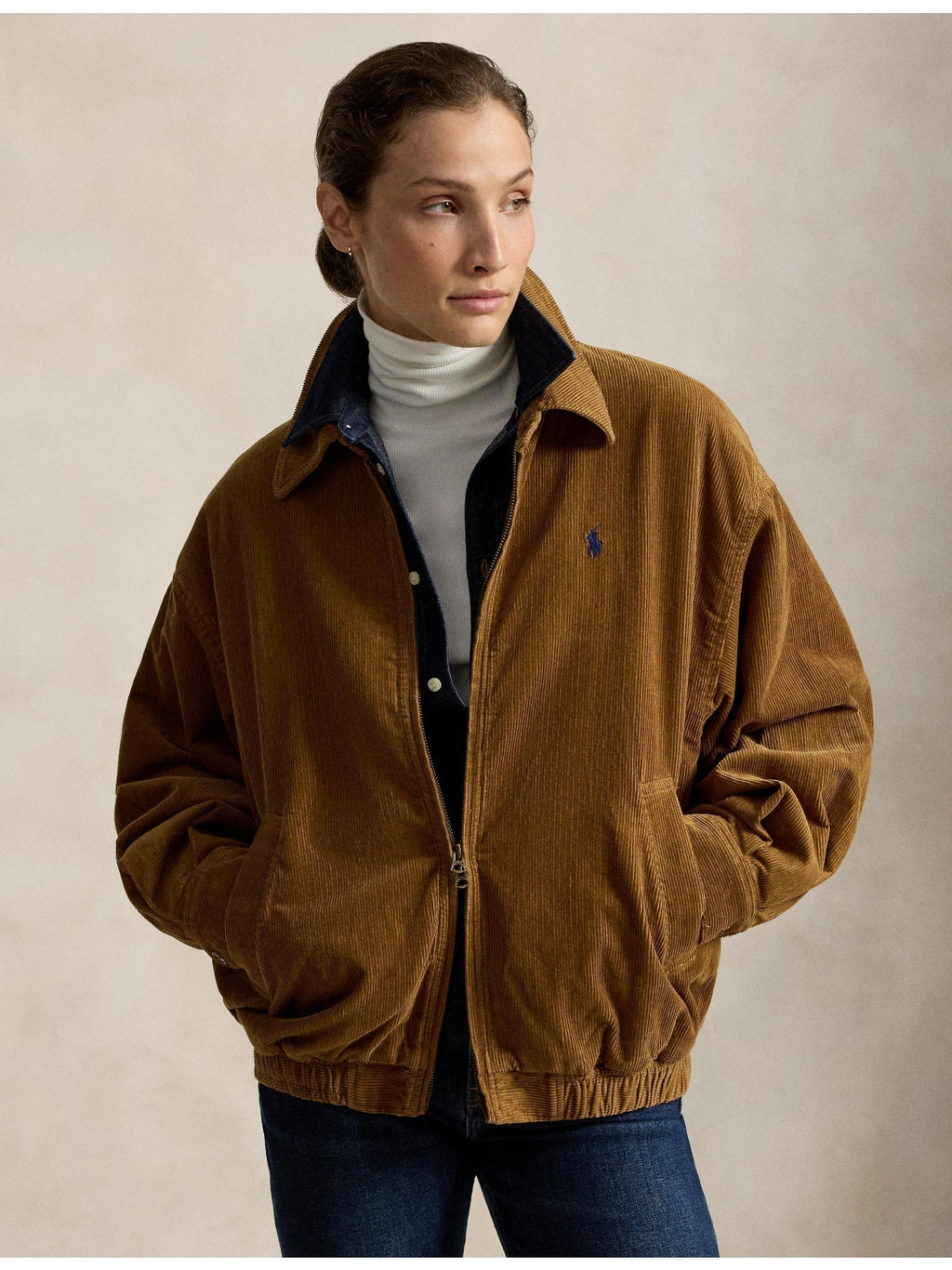 RALPH LAUREN WOMEN Cotton Corduroy Jacket Tan