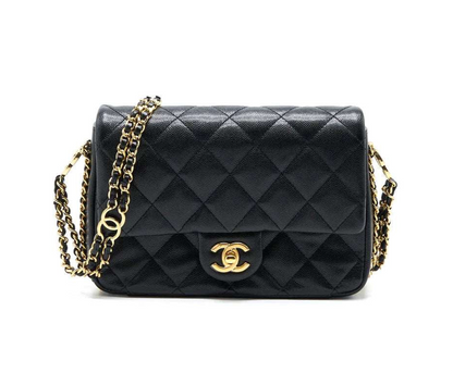 Chanel 23c Mini Flap Bag Chain Grained Calfskin Black