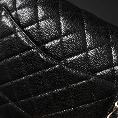 Chanel Classic Flap Bag – Black Quilted Caviar Leather with Gold-Tone Hardware