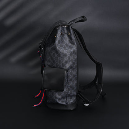 Gucci GG Supreme Monogram Backpack with Web Stripe