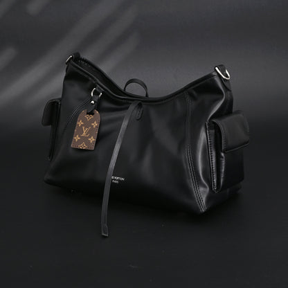 Louis Vuitton Montaigne Black Mahina Leather Shoulder Bag