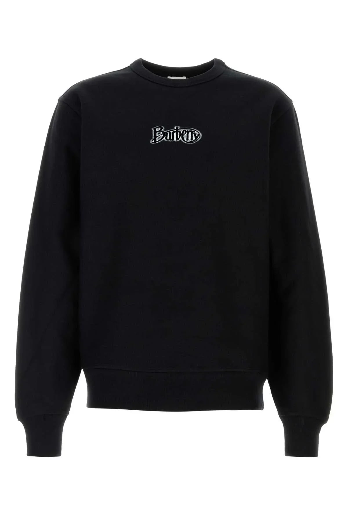 Burberry Logo-Embroidered Cotton Blend Sweatshirt — Black