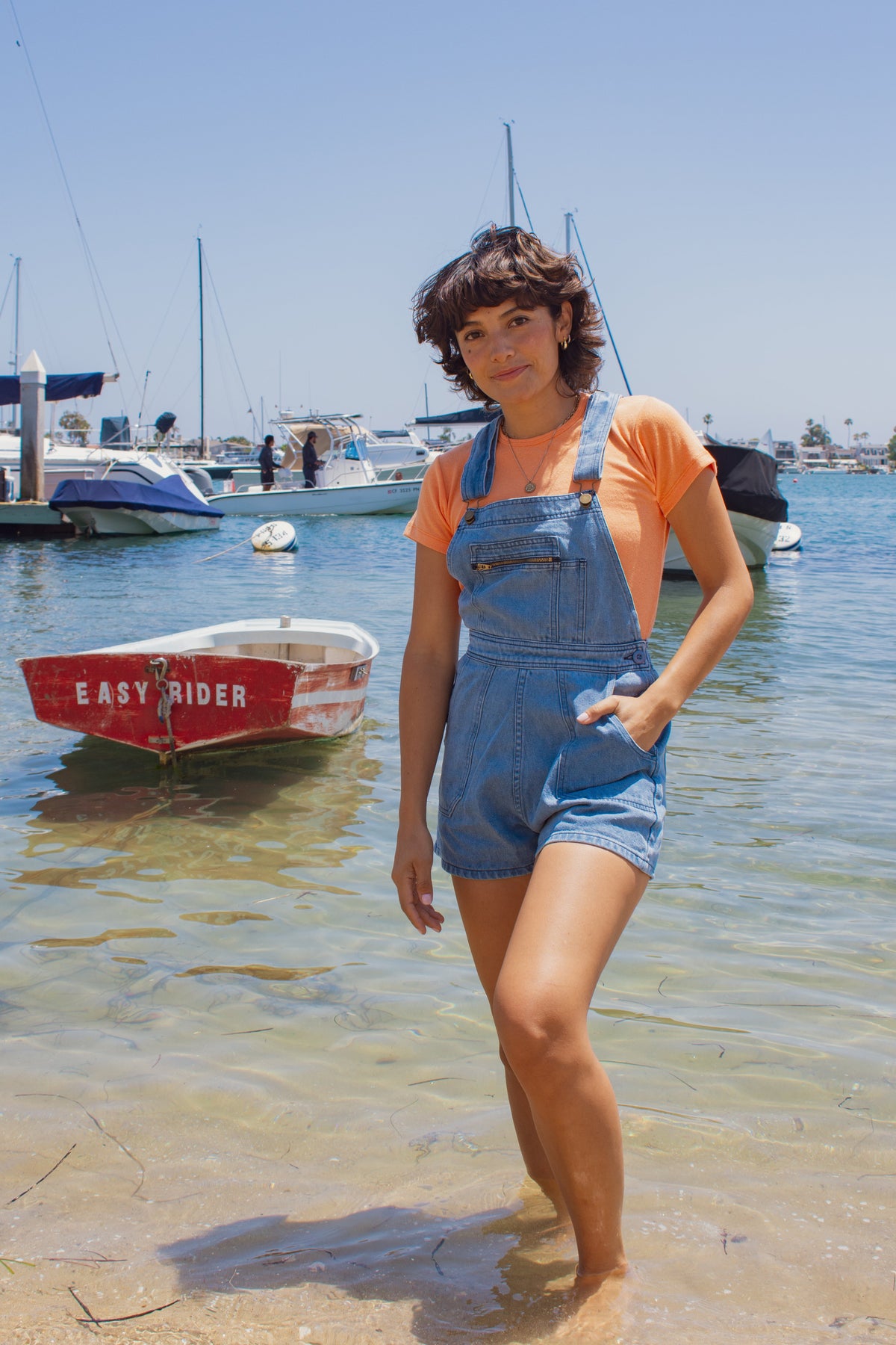 Alma Overall Denim Shorts